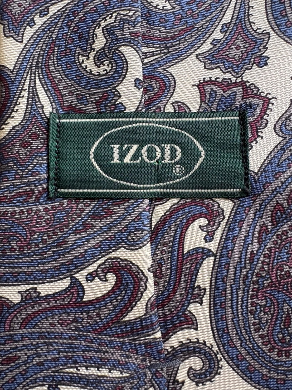 Vintage IZOD 100% Silk Paisley Tie Blue Burgundy Gold